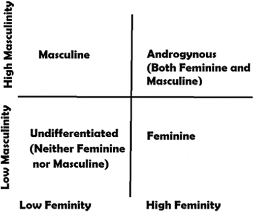 Figure 1. Independent dimensions of gender attributes (figured based on Bem, Citation1974)