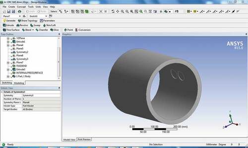 Figure 3. Interacting defects model in ANSYS environment