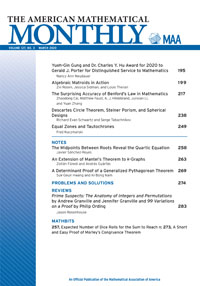 Cover image for The American Mathematical Monthly, Volume 127, Issue 3, 2020