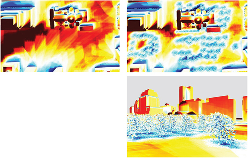 Figure 11. Scenario simulation with and without trees.