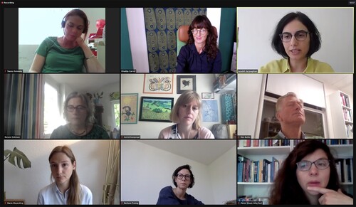 Screenshot of the authors’ regular round-table discussion taken by Khadija von Zinnenburg Carroll