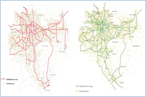 Figure 1. Public transportation network of Addis Ababa city mainly city-buses and minibus taxis.