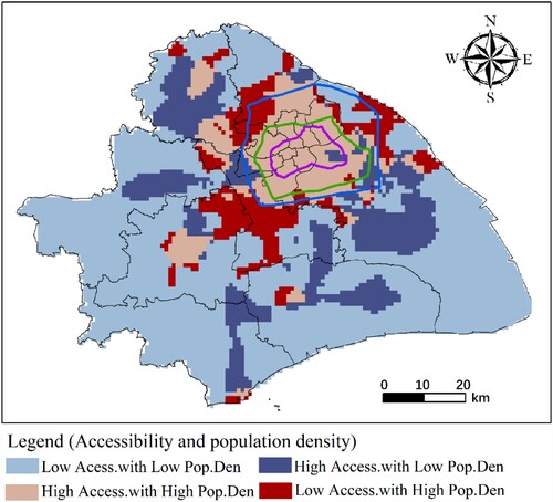 Figure 15. Balance evaluation between hospital accessibility and population density.