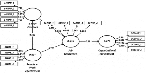 Figure 1. Structural model with path coefficients.