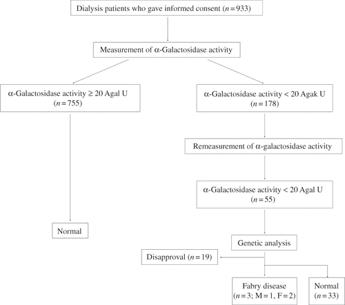 Figure 1. Flow chart for screening dialysis patients for Fabry disease.