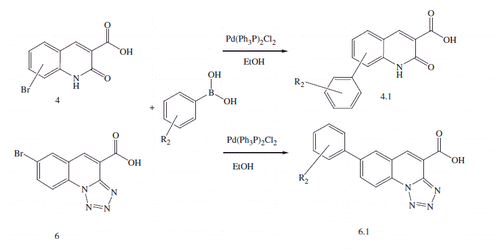 Scheme 2. Synthesis of phenyl substituted 3-quinoline carboxylic acids.