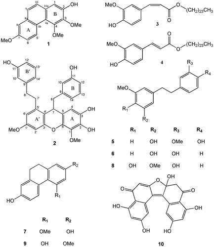 Figure 1. Structures of compounds from Dendrobium scabrilingue.