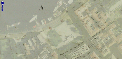 Figure 5. Lombardo-Veneto Cadastre map superimposed on the orthophoto.