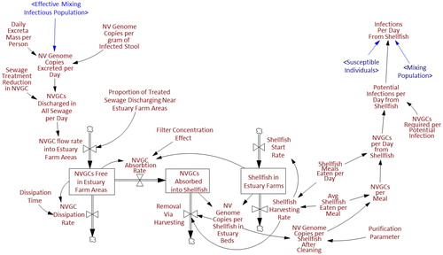 Figure 2 Stock/Flow Diagram of The ‘Bivalve Shellfish’ Sector of the Model