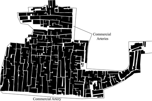 Figure 2. Ganesh Murthy Nagar showing residential access ‘gullies’ including commercial arteries.