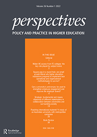 Cover image for Perspectives: Policy and Practice in Higher Education, Volume 26, Issue 1, 2022