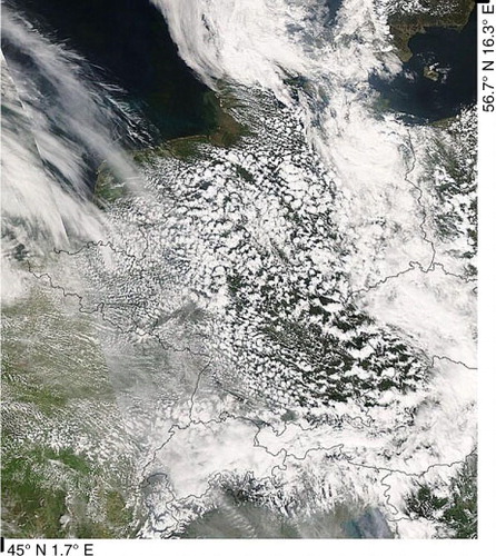 Fig. 1 Satellite image (true colour, MODIS-AQUA) of 25 April 2008.