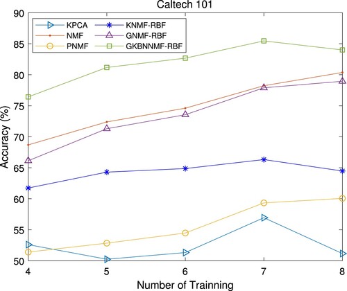 Figure 3. Recognition accuracy on Caltech 101 database.