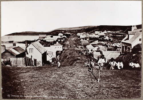Figure 2. Looking south down Princes Street 1858, when the cutting is begun. Photographer: William Melhuis. Source: Te Papa Collections, O.030500.