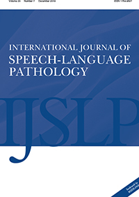 Cover image for International Journal of Speech-Language Pathology, Volume 20, Issue 7, 2018