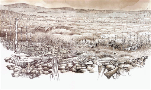 Plate III. In Flanders Fields written by Norman Jorgensen and Illustrated by Brian Harrison-Lever (© 2002/ 2014, publ. Fremantle Press).
