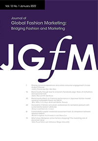 Cover image for Journal of Global Fashion Marketing, Volume 13, Issue 1, 2022