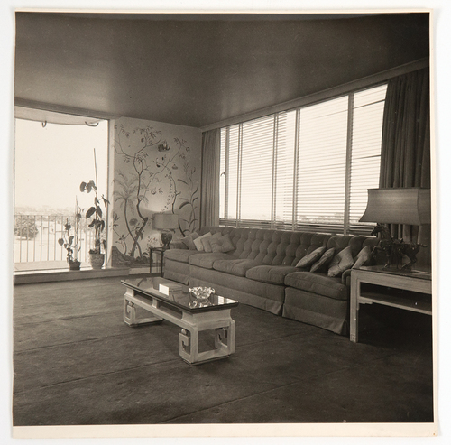 Figure 8. Living room of 21-year-old newlywed Aviva and husband Leon Korman, Stanhill Flats, Melbourne, 1955. Interior design by Noel Coulson, then the biggest client of Clive Carney, who published the image in International Interiors, 1959. Photograph by Athol Shmith.