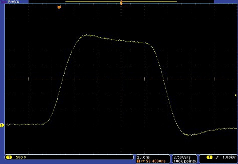 Figure 4. Waveform of the shortest electrical pulse generated by the electroporator.