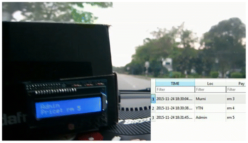 Figure 4. Toll fee payment notification on LCD module.