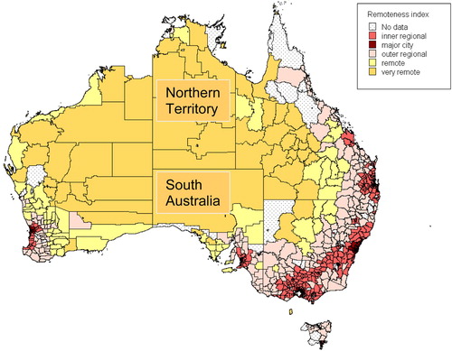 Fig. 1 Australia by “remoteness classification”. Source: Australian Bureau of Statistics.
