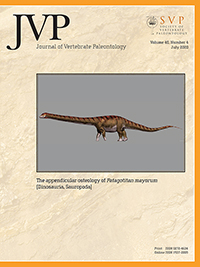 Cover image for Journal of Vertebrate Paleontology, Volume 40, Issue 4, 2020