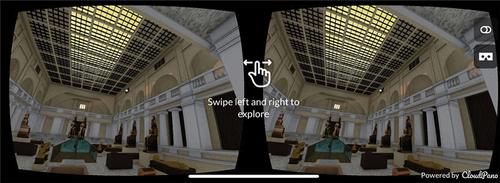 Figure 8. View of the Virtual Reality glasses: the existing Egyptian museum roof right and left eye image (developed by the author, 2023).