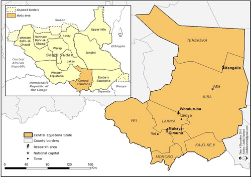 Figure 1. Map Showing the Former 10 States of South Sudan and the Research Area.