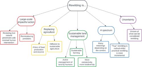 Figure 4. The arising thematic map of landholder perceptions of rewilding in Surrey, UK.