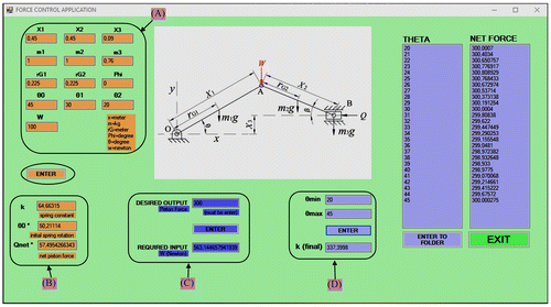 Figure 10. The user interface of force control in slider–crank feeder mechanism.