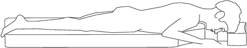 Figure 1. The mattress and pillow for prone positioning (MPP) of the body and the head with the nose mostly perpendicular to the underlying bed.