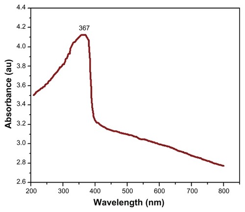 Figure 1 UV-Visible spectrum of zinc oxide nanoparticles.