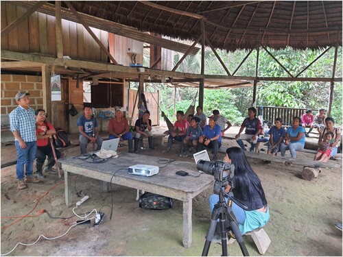 Figure 2: Socialization meeting in the ancestral community of Mawkallakta, Sarayaku, April 2022. © Ana Cristina Suzina.