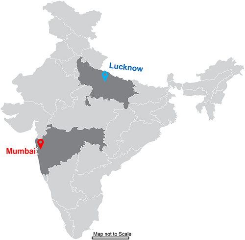 Figure 1 Geospatial Map of India indicating the location of two areas from where the clinical strains of M. tuberculosis have been obtained.