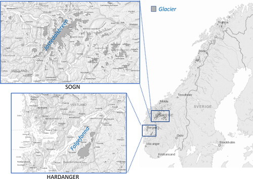 Figure 1. Map of the case study areas.