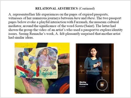 Figure 5. Example of relational esthetics as a factor of change.