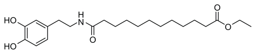 Figure S4 Synthesis of ethyl 12-((3,4-dihydroxyphenethyl)amino)-12-oxododecanoate (EDAO, 1).