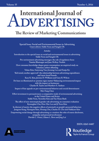 Cover image for International Journal of Advertising, Volume 35, Issue 1, 2016