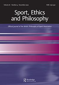 Cover image for Sport, Ethics and Philosophy, Volume 16, Issue 4, 2022