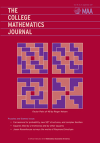 Cover image for The College Mathematics Journal, Volume 48, Issue 4, 2017