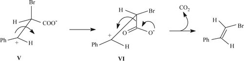 Figure 3.  Mechanistic explanation for the trans-stereoselectivity of bromodecarboxylation.