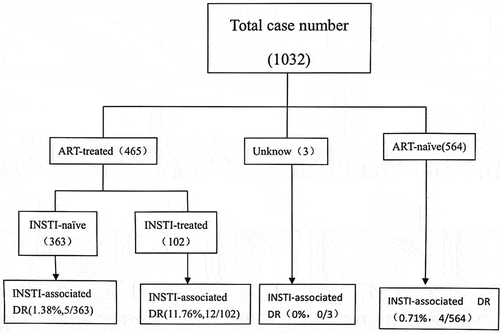 Figure 1. Flow chart of our study.(INSTI integrase strand transfer inhibitor;ART antiretroviral therapy;DR drug resistance).