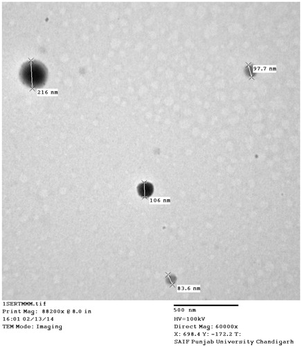 Figure 3. Transmission electron micrograph of optimized nanoparticulate formulation.