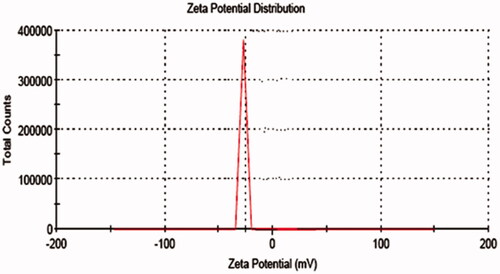 Figure 1. Zeta potential of niosomal formulation.