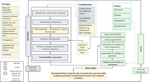 Figure 5. An integrated framework to assess sustainability, adoption, and scaling-up of agroecosystems. Source: own compilation.