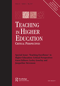Cover image for Teaching in Higher Education, Volume 22, Issue 4, 2017