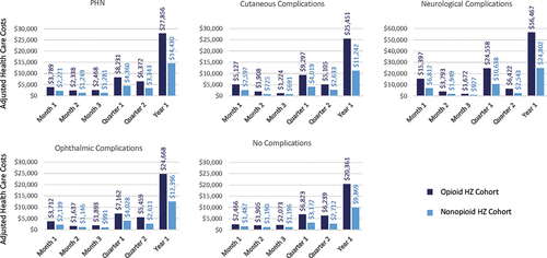 Figure 2. Adjusted health care costs by time from HZ Index date and by type of complication.