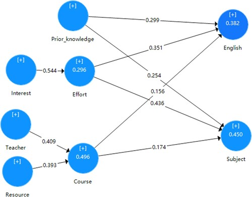 Figure 4. The estimated structural model of the diverse effects.