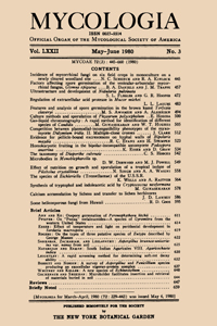 Cover image for Mycologia, Volume 72, Issue 3, 1980