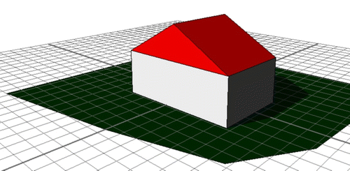 Figure 2 Building model with roof generated by the CGA code provided in the text.